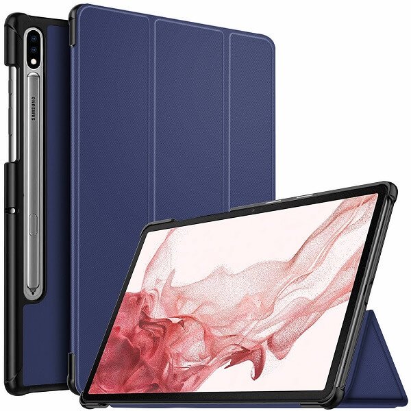 For Samsung Galaxy Tab S8+ S8 Plus 2022 SM-X800 X806 Folio Smart Leather Magnetic Stand Case Cover (Navy Blue)