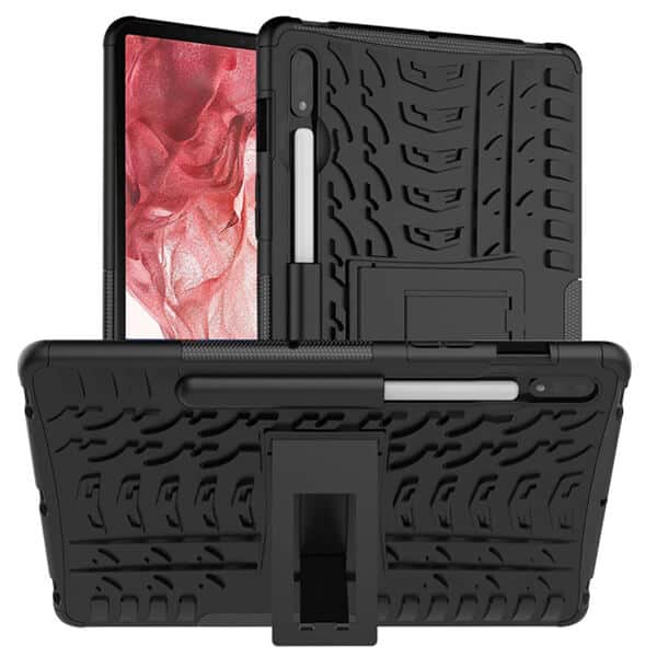 For Samsung Galaxy Tab S8+ S8 Plus 2022 SM-X800 X806 Heavy Duty Tough Kickstand Strong Case Cover (Black)