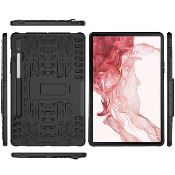 For Samsung Galaxy Tab S8+ S8 Plus 2022 SM-X800 X806 Heavy Duty Tough Kickstand Strong Case Cover (Black)