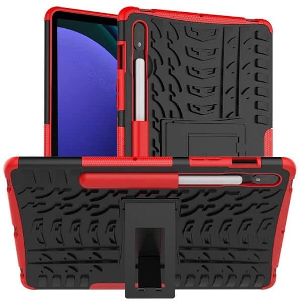 For Samsung Galaxy Tab S9 11.0 SM-X700 X706 Heavy Duty Tough Kickstand Strong Case Cover (Red)
