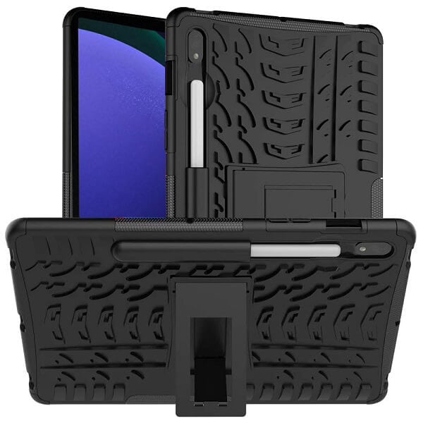 For Samsung Galaxy Tab S9 11.0 Shockproof Heavy Duty Tough Kickstand Strong Case Cover (Black)