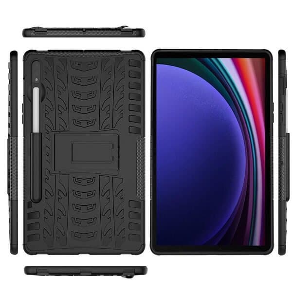 For Samsung Galaxy Tab S9+ S9 Plus Heavy Duty Tough Kickstand Strong Case Cover (Black) (2)