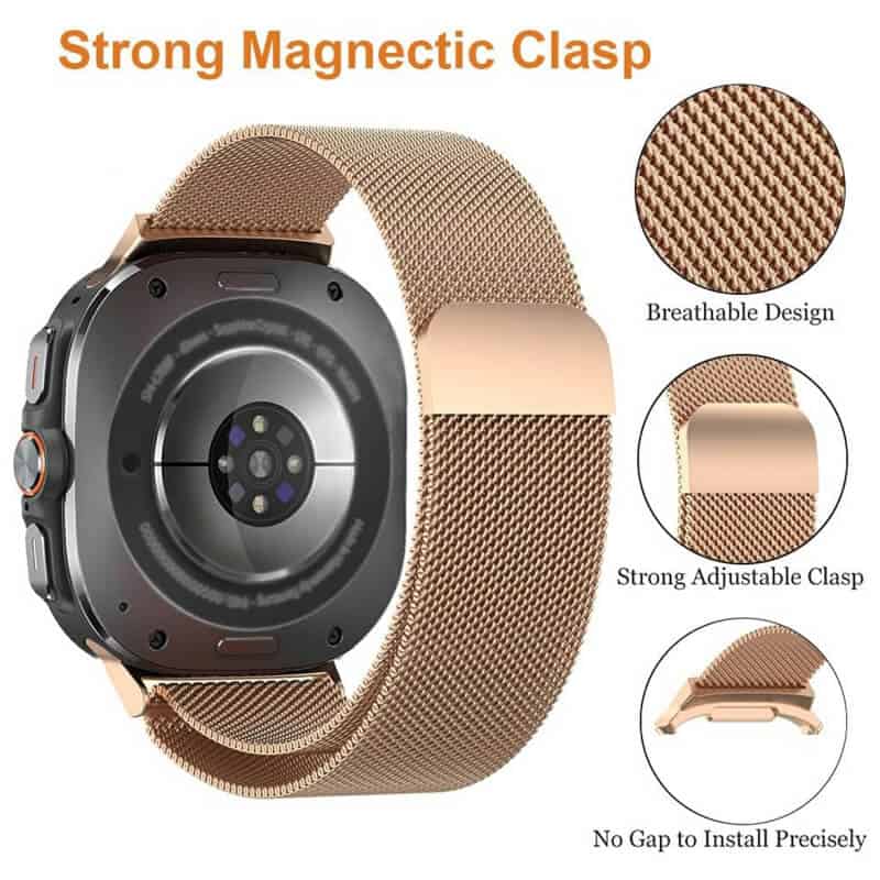 For Samsung Galaxy Watch Ultra 47mm Stainless Steel Adjustable Milanese Strap