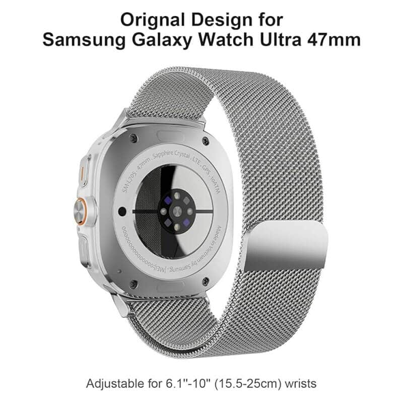 For Samsung Galaxy Watch Ultra 47mm Stainless Steel Adjustable Milanese Strap