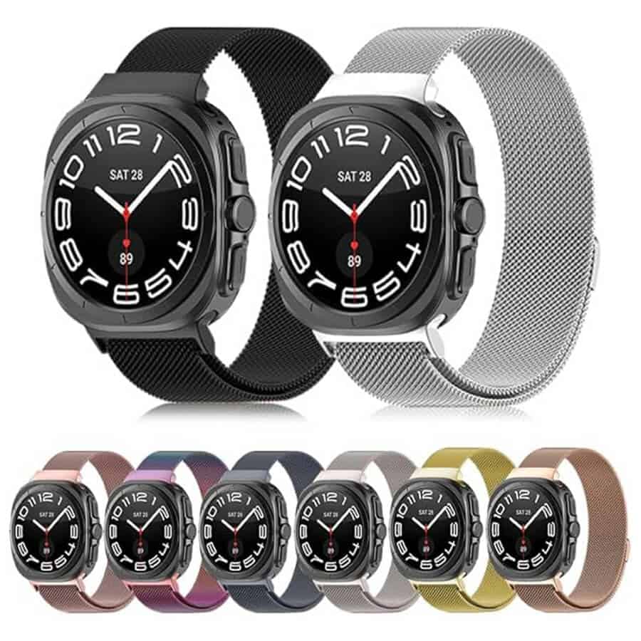 For Samsung Galaxy Watch Ultra 47mm Stainless Steel Adjustable Milanese Strap