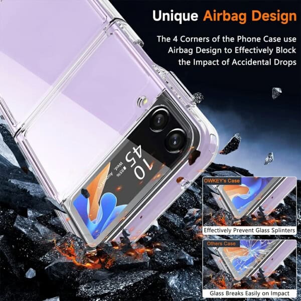 For Samsung Galaxy Z Flip 4 Clear Case Slim With 4 Corners [Shock Absorption] Hard Back Soft Bumper Cover