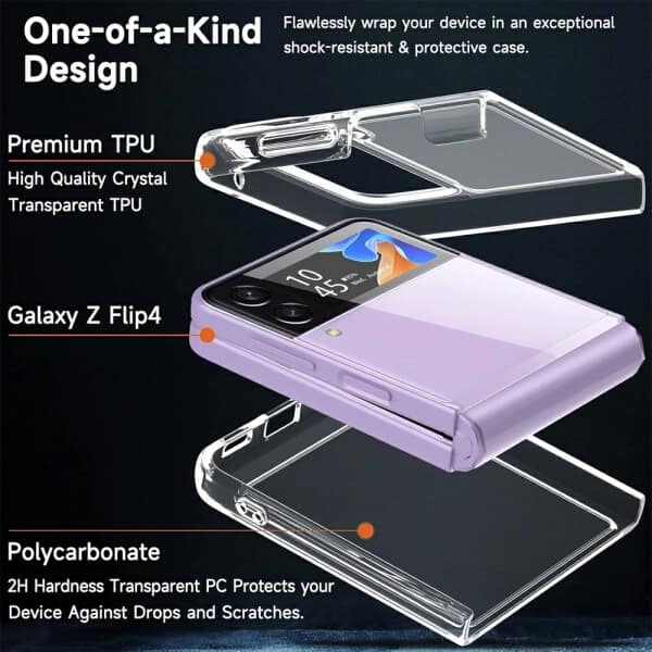 For Samsung Galaxy Z Flip 4 Clear Case Slim With 4 Corners [Shock Absorption] Hard Back Soft Bumper Cover