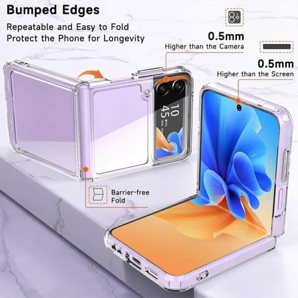 For Samsung Galaxy Z Flip 4 Clear Case Slim With 4 Corners [Shock Absorption] Hard Back Soft Bumper Cover