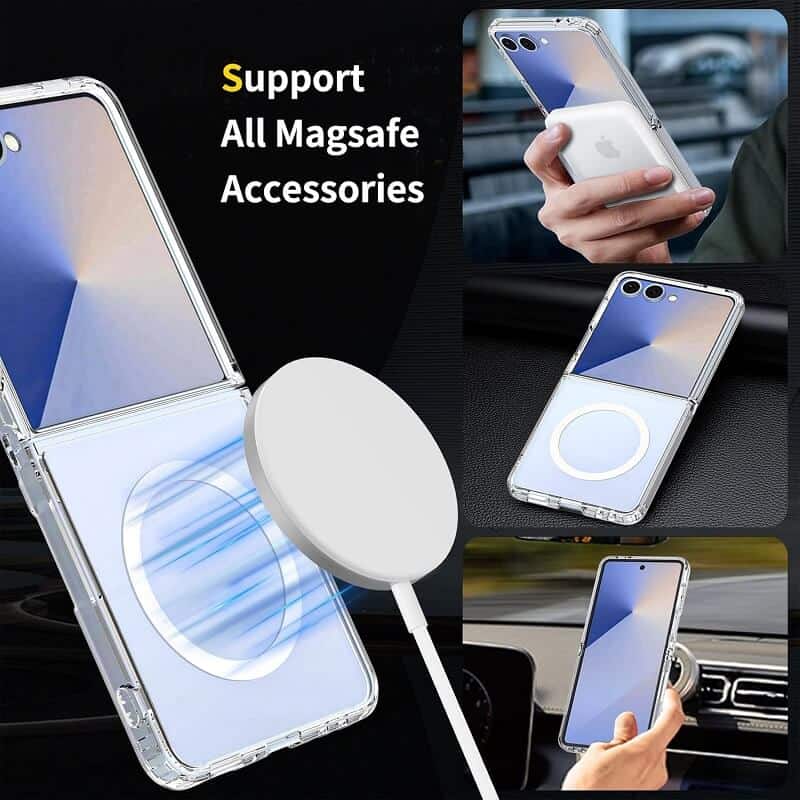 For Samsung Galaxy Z Flip7 MagSafe Magnetic Case with HaloLock Shockproof Scratch Resistant Back Clear Protective Cover