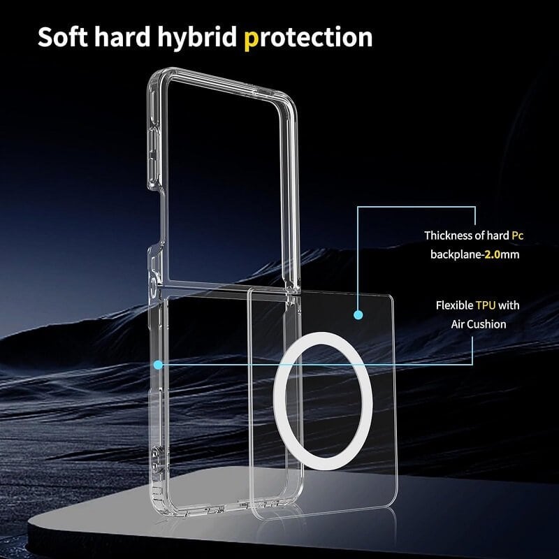 For Samsung Galaxy Z Flip7 MagSafe Magnetic Case with HaloLock Shockproof Scratch Resistant Back Clear Protective Cover