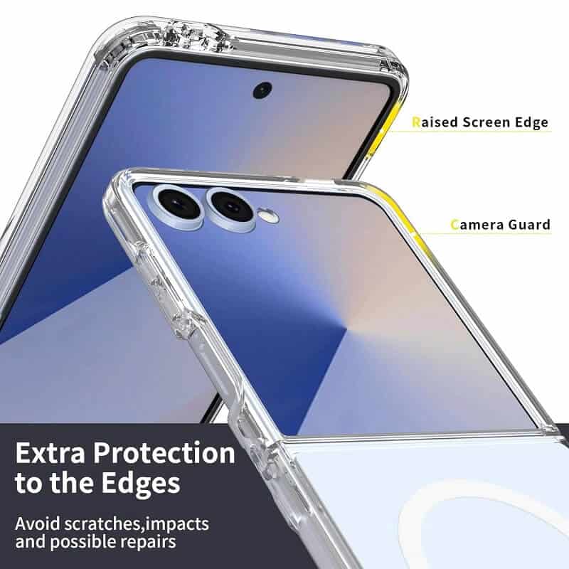 For Samsung Galaxy Z Flip7 MagSafe Magnetic Case with HaloLock Shockproof Scratch Resistant Back Clear Protective Cover