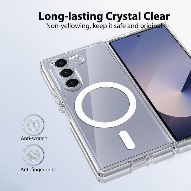 For Samsung Galaxy Z Fold7 MagSafe Magnetic Case with HaloLock Shockproof Scratch Resistant Back Clear Protective Cover