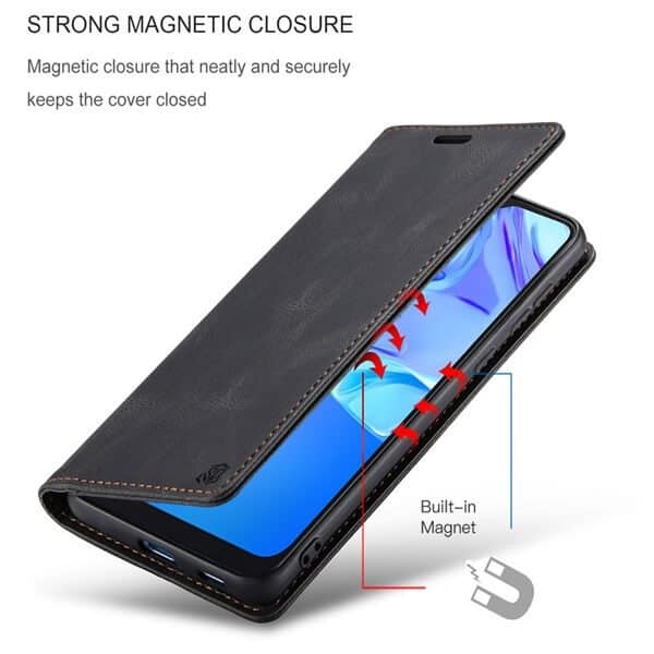 For TCL 305 Case RFID Blocking Retro Flip Premium Leather Card Holder Wallet Cover – (Black)