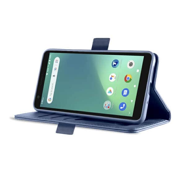 For Telstra Essential Smart 4 Case RFID Blocking Retro Flip Premium Leather Card Holder Wallet Cover – (Navy Blue)