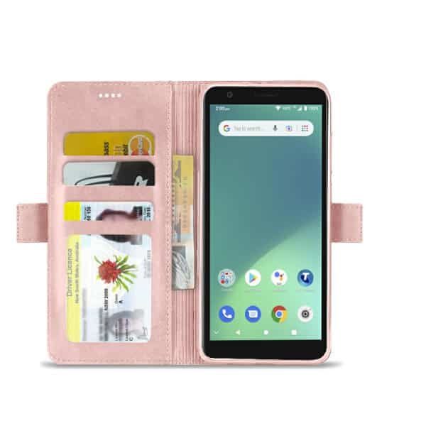 For Telstra Essential Smart 4 Case RFID Blocking Retro Flip Premium Leather Card Holder Wallet Cover – (Rose Gold)