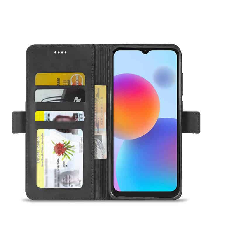 For ZTE Blade A52 Case RFID Blocking Retro Flip Premium Leather Card Holder Wallet Cover – (Black)