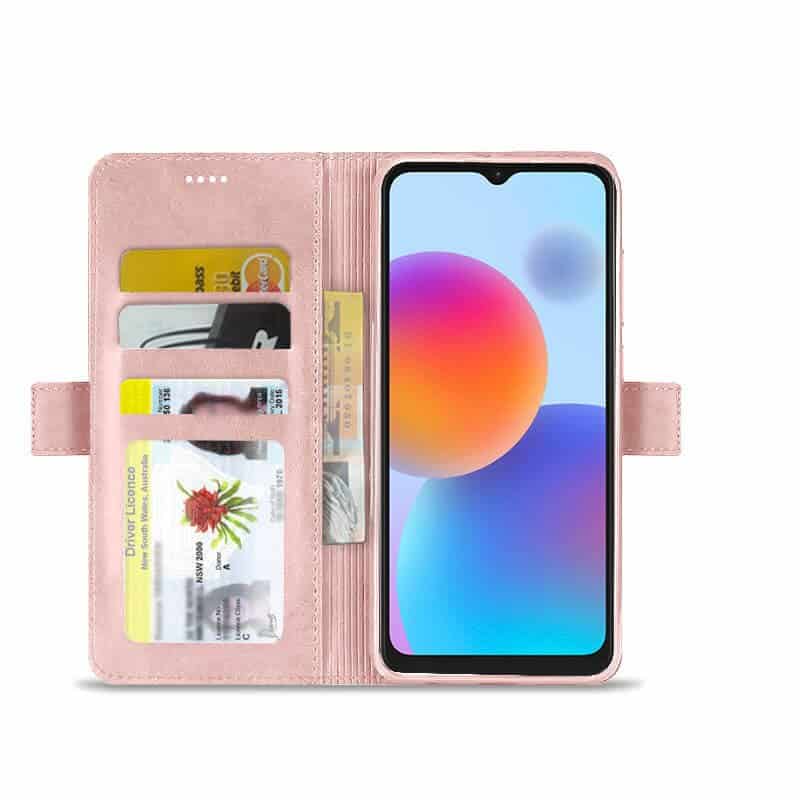 For ZTE Blade A52 Case RFID Blocking Retro Flip Premium Leather Card Holder Wallet Cover – (Rose Gold)