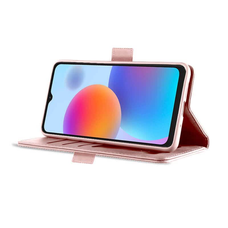 For ZTE Blade A52 Case RFID Blocking Retro Flip Premium Leather Card Holder Wallet Cover – (Rose Gold)