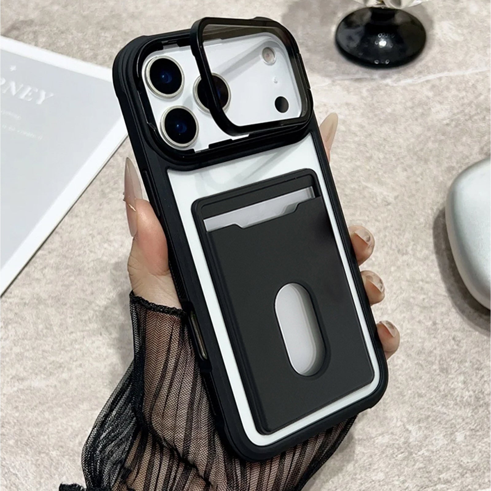 For Apple iPhone 17 | 17 Air | 17 Pro | iPhone 17 Pro Max Hard Back Wallet Card Holder Mobile Camera Stand Phone Case Cover