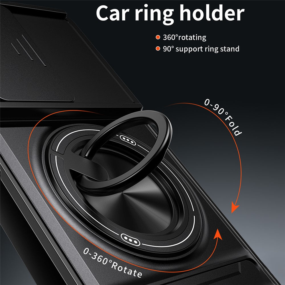 For Motorola G37 | Moto G57 Case, with Slide Camera Heavy Duty Shockproof Magnetic Ring Holder Kickstand Cover