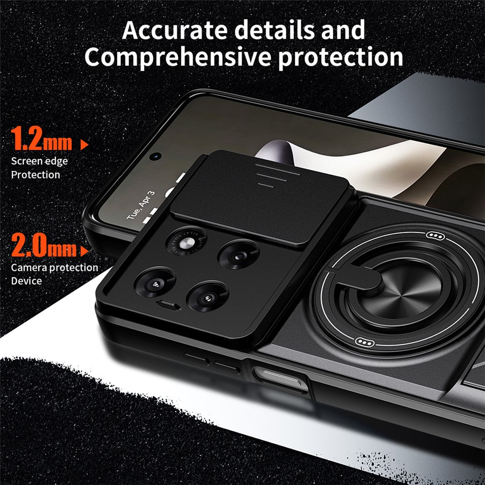 For Motorola G37 | Moto G57 Case, with Slide Camera Heavy Duty Shockproof Magnetic Ring Holder Kickstand Cover