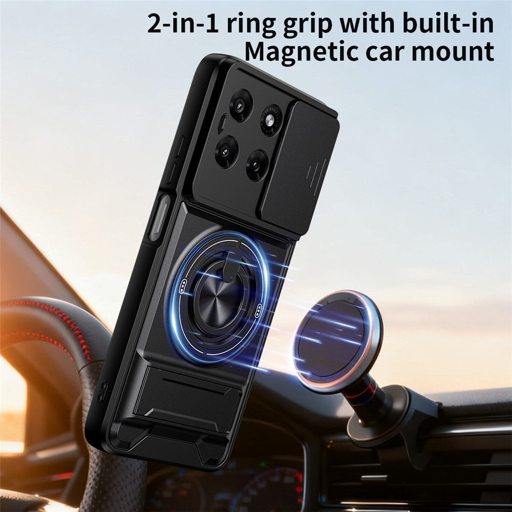 For Motorola G37 | Moto G57 Case, with Slide Camera Heavy Duty Shockproof Magnetic Ring Holder Kickstand Cover
