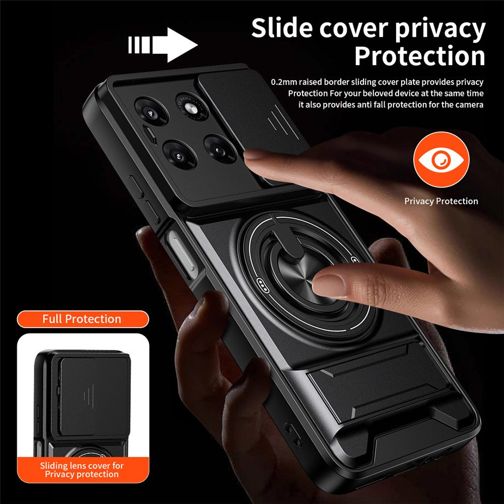 For Motorola G37 | Moto G57 Case, with Slide Camera Heavy Duty Shockproof Magnetic Ring Holder Kickstand Cover
