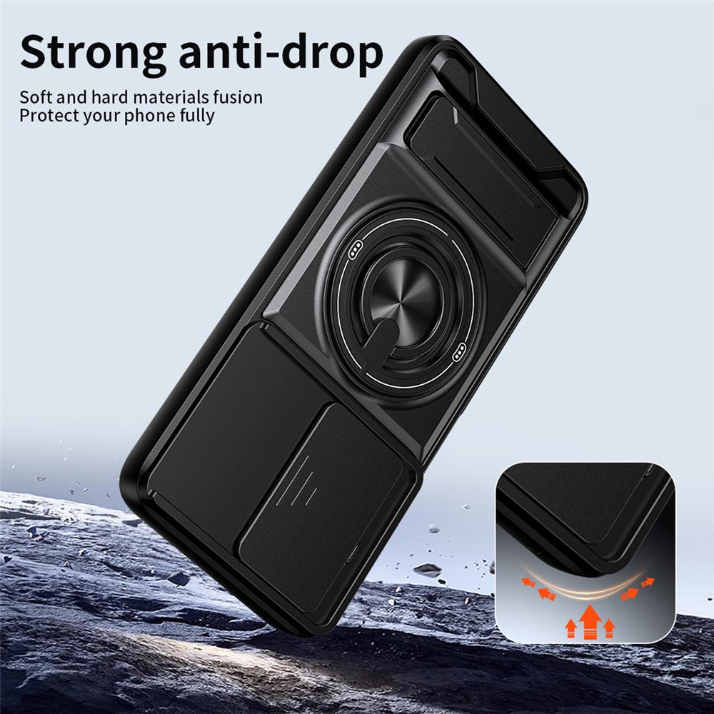For Motorola G37 | Moto G57 Case, with Slide Camera Heavy Duty Shockproof Magnetic Ring Holder Kickstand Cover