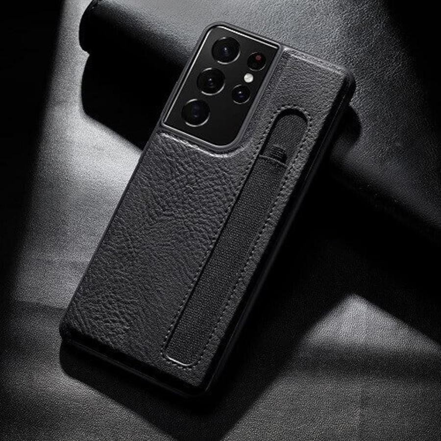 For Samsung Galaxy S21 Ultra Nillkin Stylus S Pen Slot PU Aoge Leather Case Card Slot Back Cover (Black)