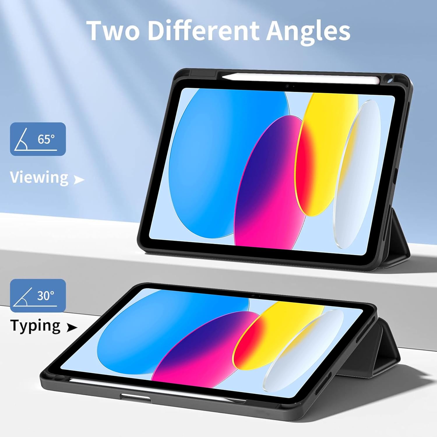 For Apple iPad 11th 10th Gen Case With Pencil Holder Rotaing Folio Leather Shockproof Stand Cover