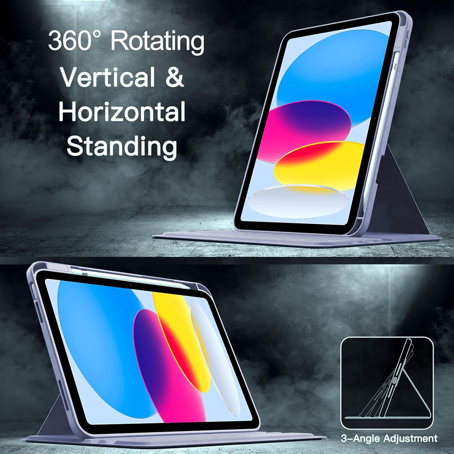 For Apple iPad 11th 10th Gen Case With Pencil Holder Rotaing Folio Leather Shockproof Stand Cover