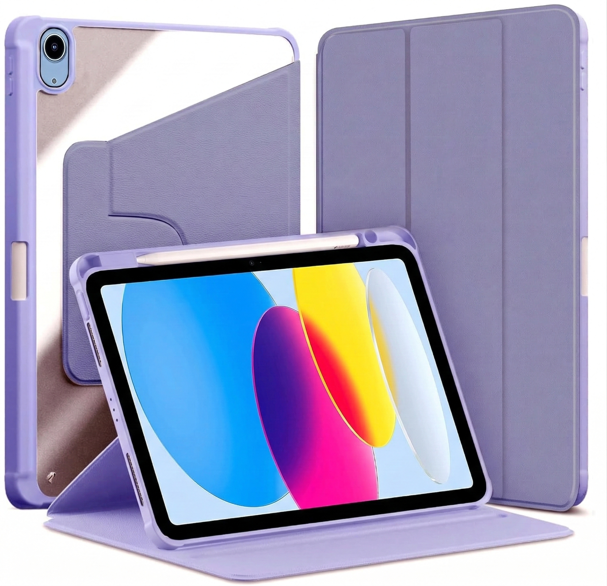 For Apple iPad 11th 10th Gen Case With Pencil Holder Rotaing Folio Leather Shockproof Stand Cover