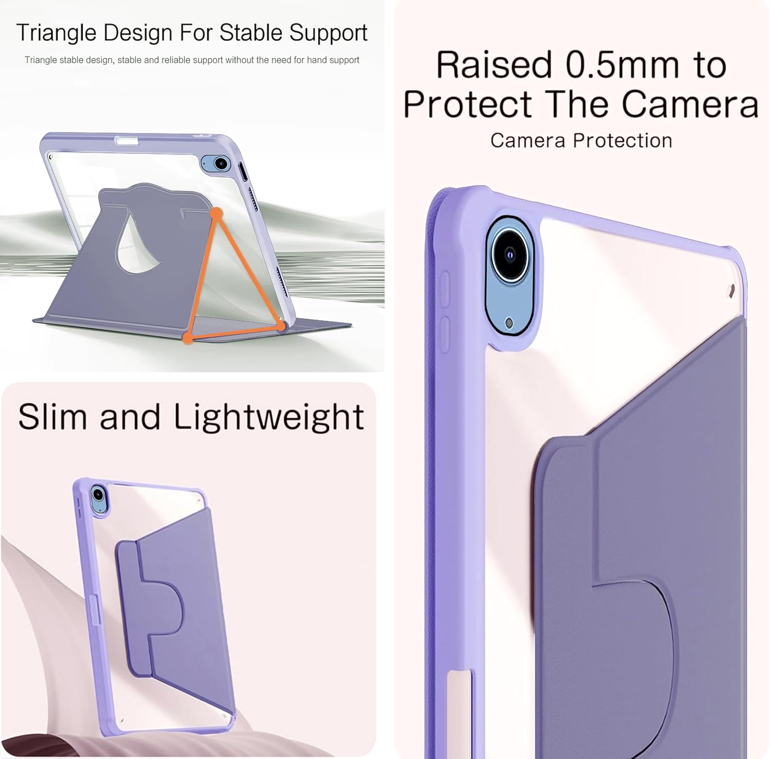 For Apple iPad 11th 10th Gen Case With Pencil Holder Rotaing Folio Leather Shockproof Stand Cover