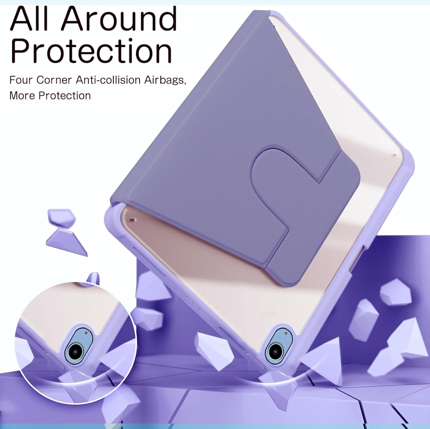 For Apple iPad 11th 10th Gen Case With Pencil Holder Rotaing Folio Leather Shockproof Stand Cover