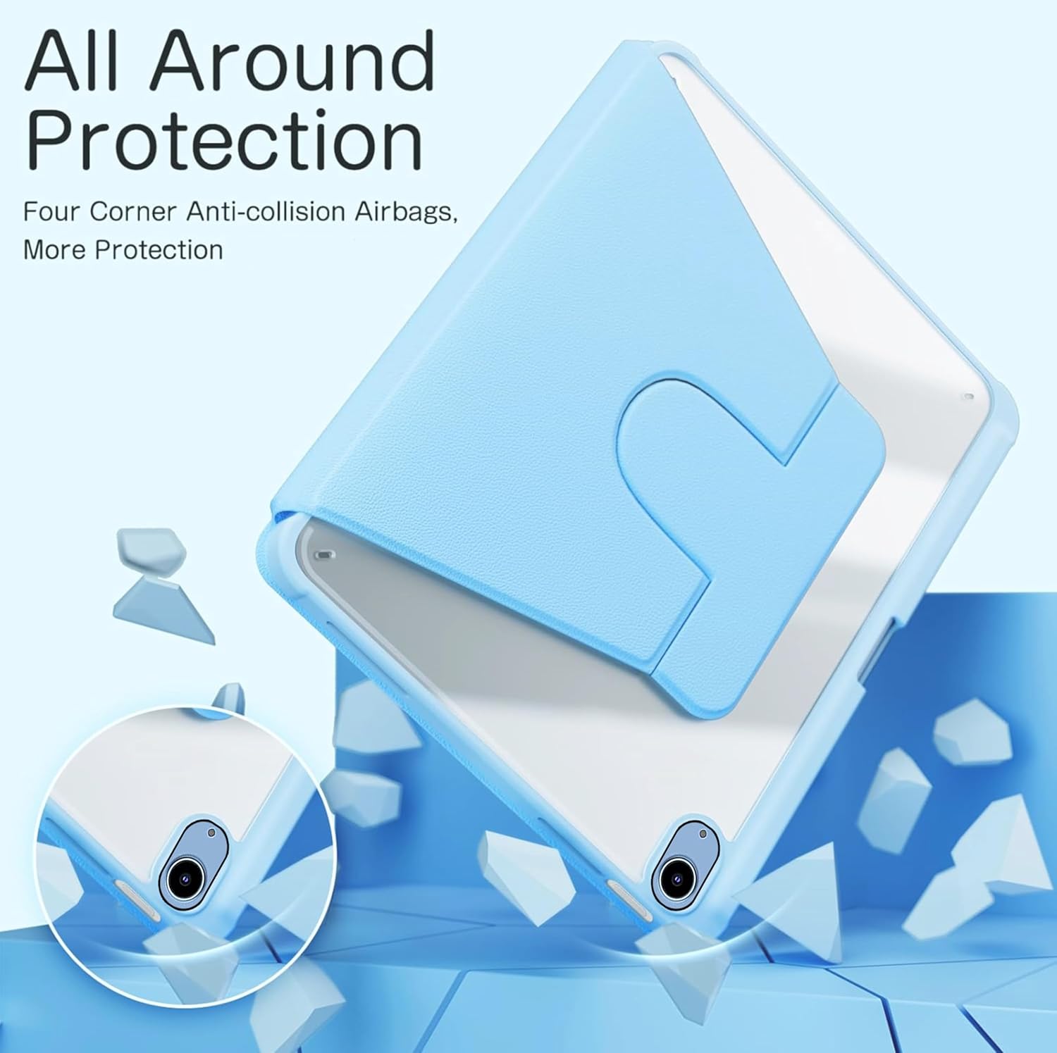 For Apple iPad 11th 10th Gen Case With Pencil Holder Rotaing Folio Leather Shockproof Stand Cover