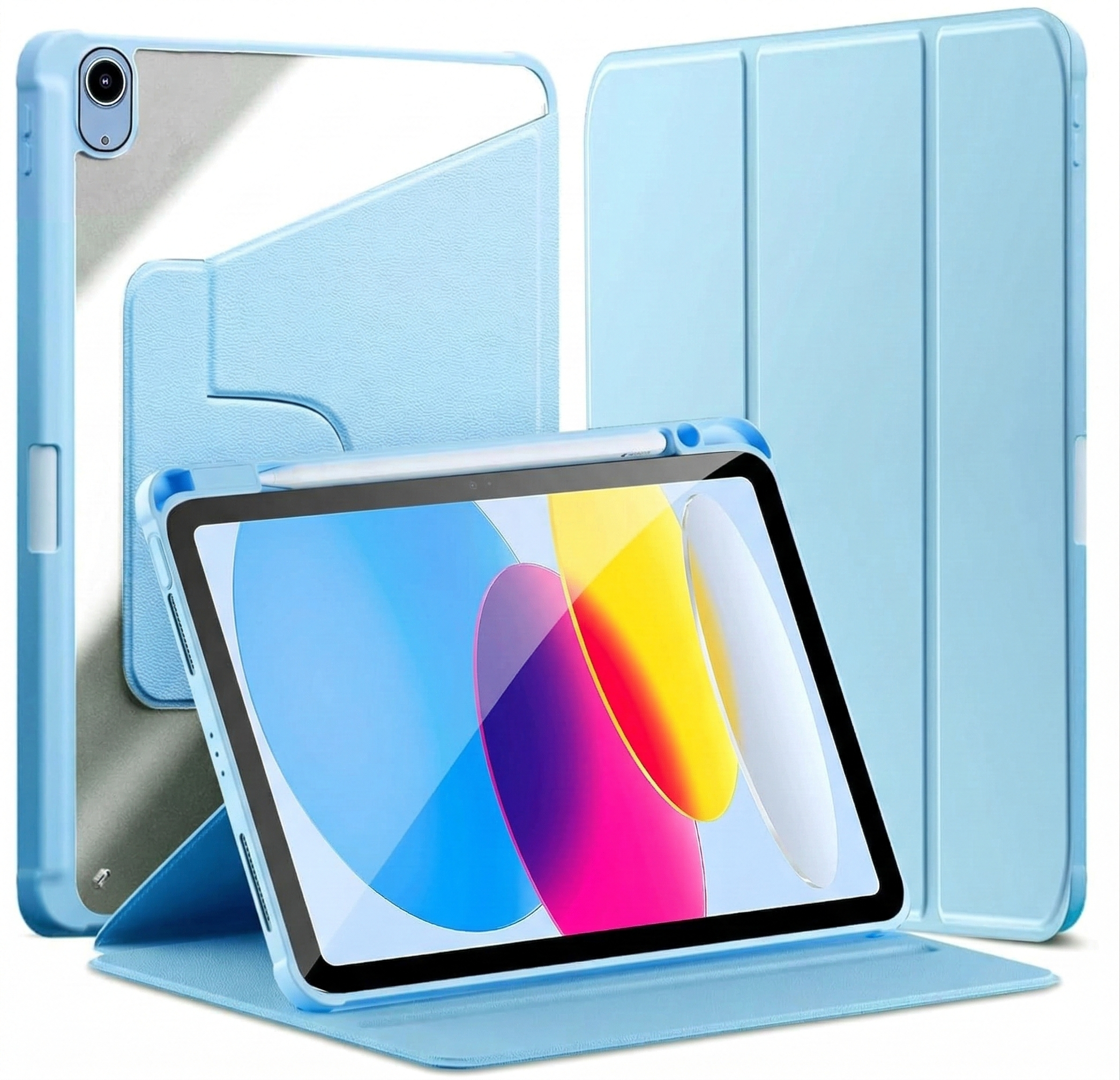 For Apple iPad 11th 10th Gen Case With Pencil Holder Rotaing Folio Leather Shockproof Stand Cover