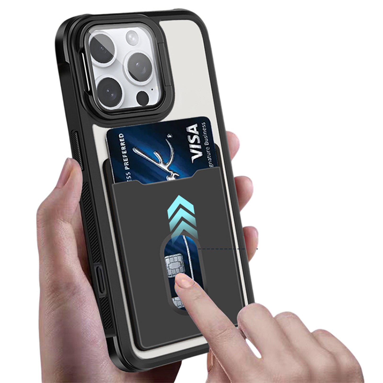 For Apple iPhone 13/14/15/16 Pro Max Plus Hard Back Wallet Card Holder Mobile Camera Stand Phone Case Cover