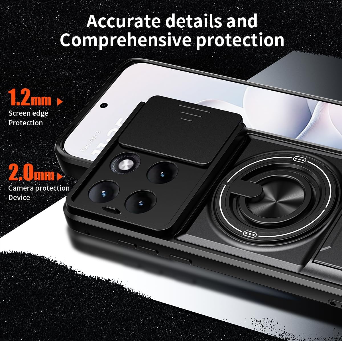 For Motorola Edge 70 | Edge 70 Fusion Case, with Slide Camera Heavy Duty Shockproof Magnetic Ring Holder Kickstand Cover