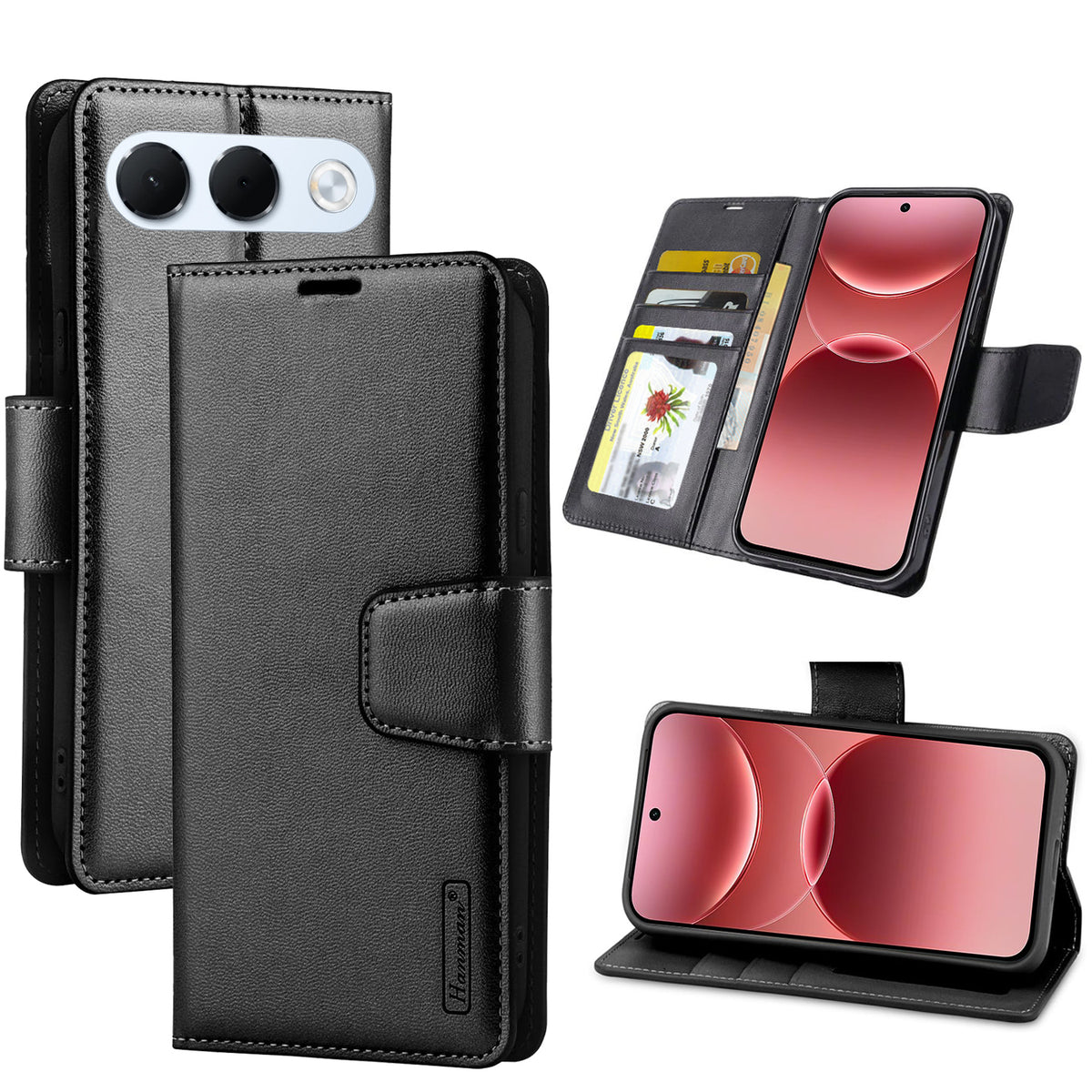 For Oppo A7 Pro 5G Hanman Wallet Case – Magnetic Leather Flip Cover with Card Slots & Stand