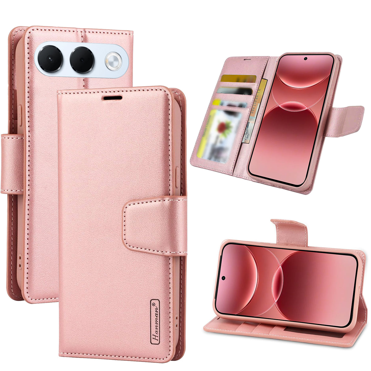 For Oppo A7 Pro 5G Hanman Wallet Case – Magnetic Leather Flip Cover with Card Slots & Stand
