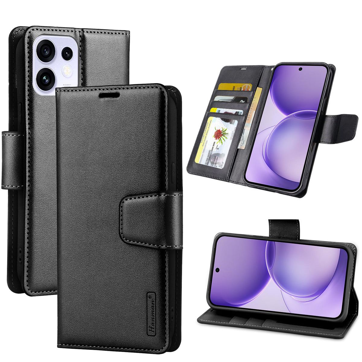 For Oppo Reno16 F Hanman Wallet Case – Magnetic Leather Flip Cover with Card Slots & Stand