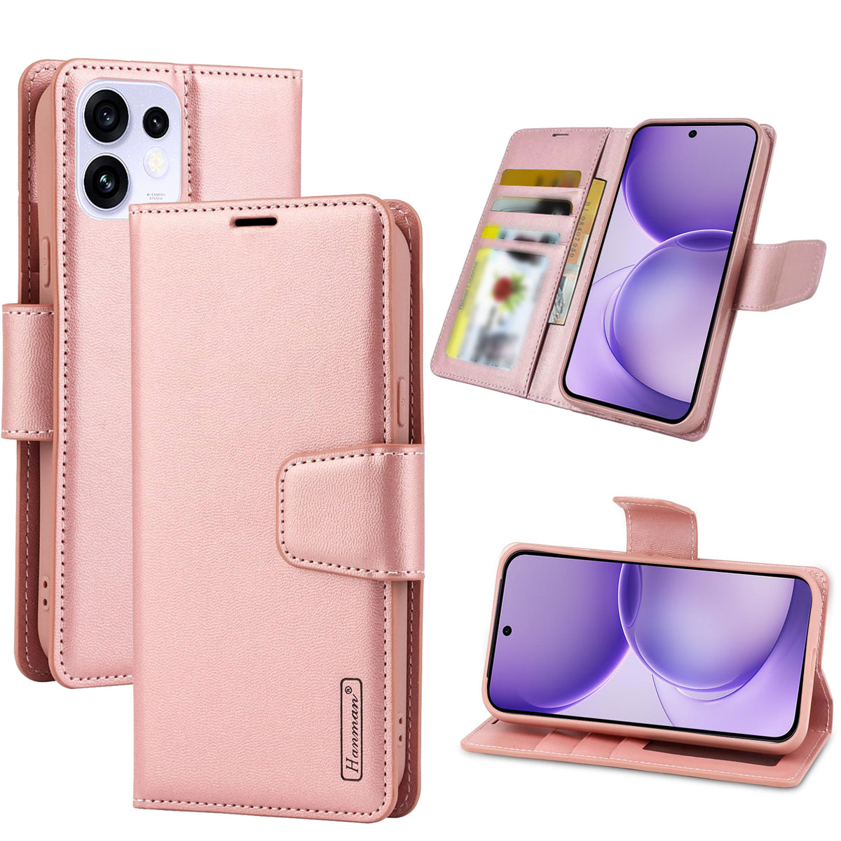 For Oppo Reno16 F Hanman Wallet Case – Magnetic Leather Flip Cover with Card Slots & Stand