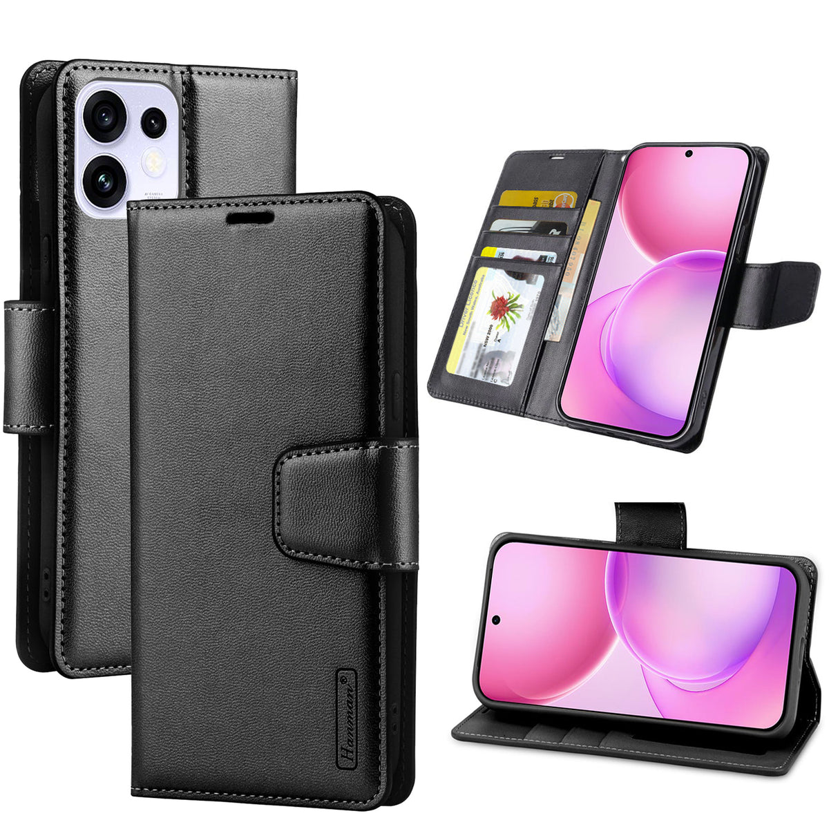 For Oppo Reno 16 /16 Pro Hanman Wallet Case Flip Leather Card Slots Magnetic Stand Cover