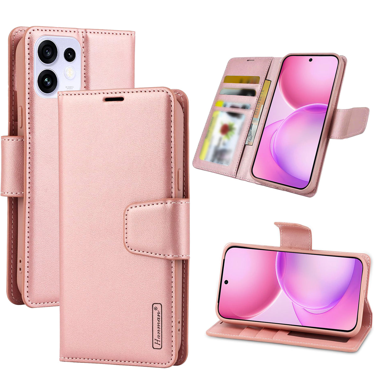For Oppo Reno 16 /16 Pro Hanman Wallet Case Flip Leather Card Slots Magnetic Stand Cover