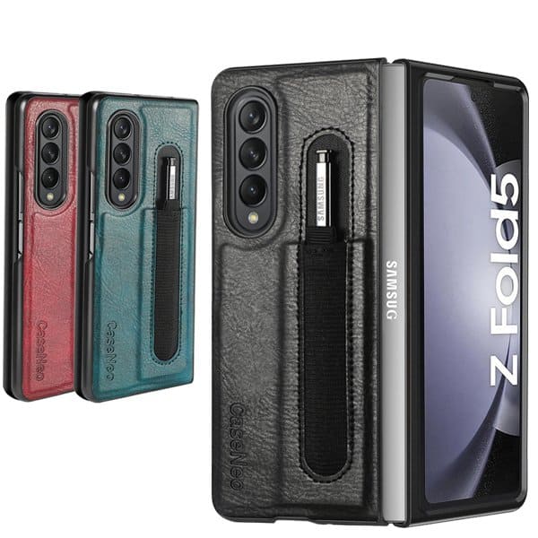 Samsung Galaxy Z Fold 4 5G Phone Case with S Pen Holder, PU Leather Protective Case with Flip Cover and Kickstand