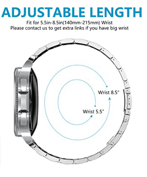 Garmin Forerunner 245 Music Bands, 20mm Stainless Steel Metal Replacement Strap Loop Bracelet Women Men (Dual Silver Gold)