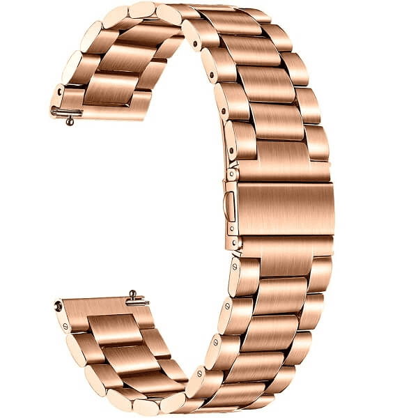 Garmin Forerunner 245 Music Bands, 20mm Stainless Steel Metal Replacement Strap Loop Bracelet Women Men (Rose Gold)