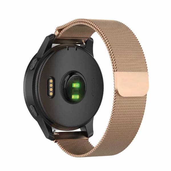 Garmin Vivoactive 4 4S 18MM Stainless Steel Band Replacement Milanese Wristband Loop Strap (Rose Gold)