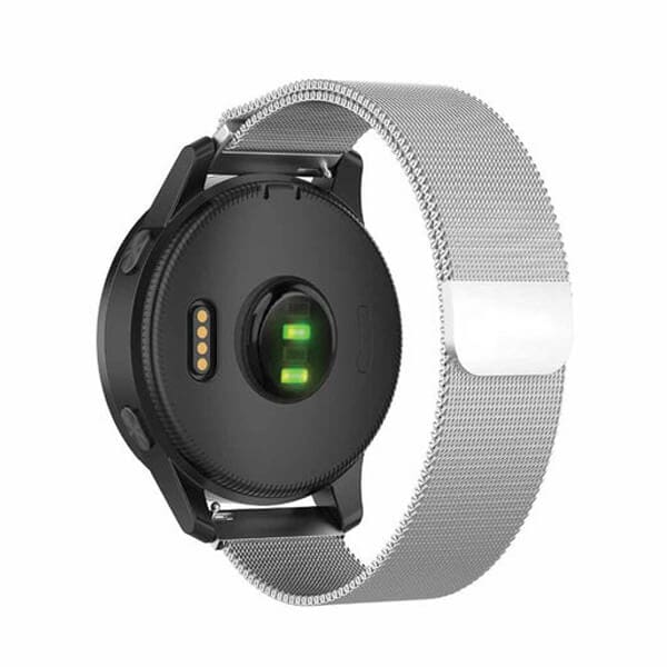 Garmin Vivoactive 4 4S 18MM Stainless Steel Band Replacement Milanese Wristband Loop Strap (Silver)