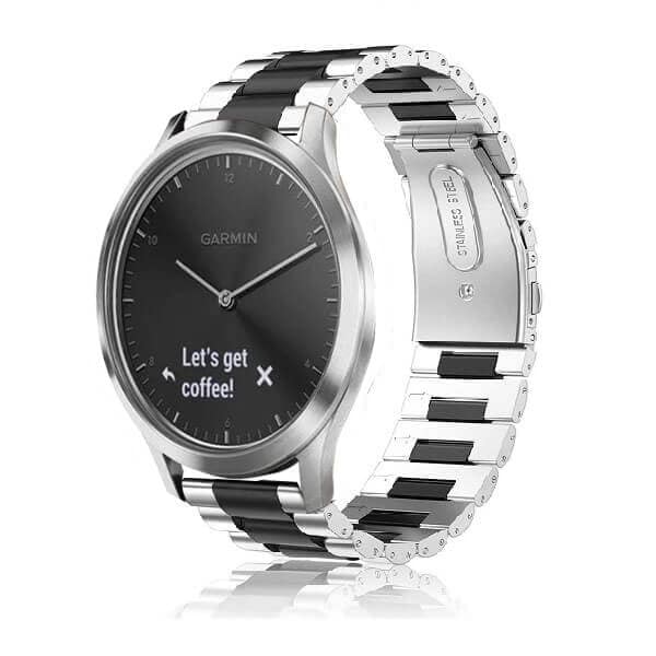 Garmin-Vivomove-HR-Bands-20mm-Stainless-Steel-Metal-Replacement-Strap-Loop-Bracelet-Women-Men-Dual-Black-Silver-1